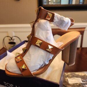 Studded Tan Sandal with Heel